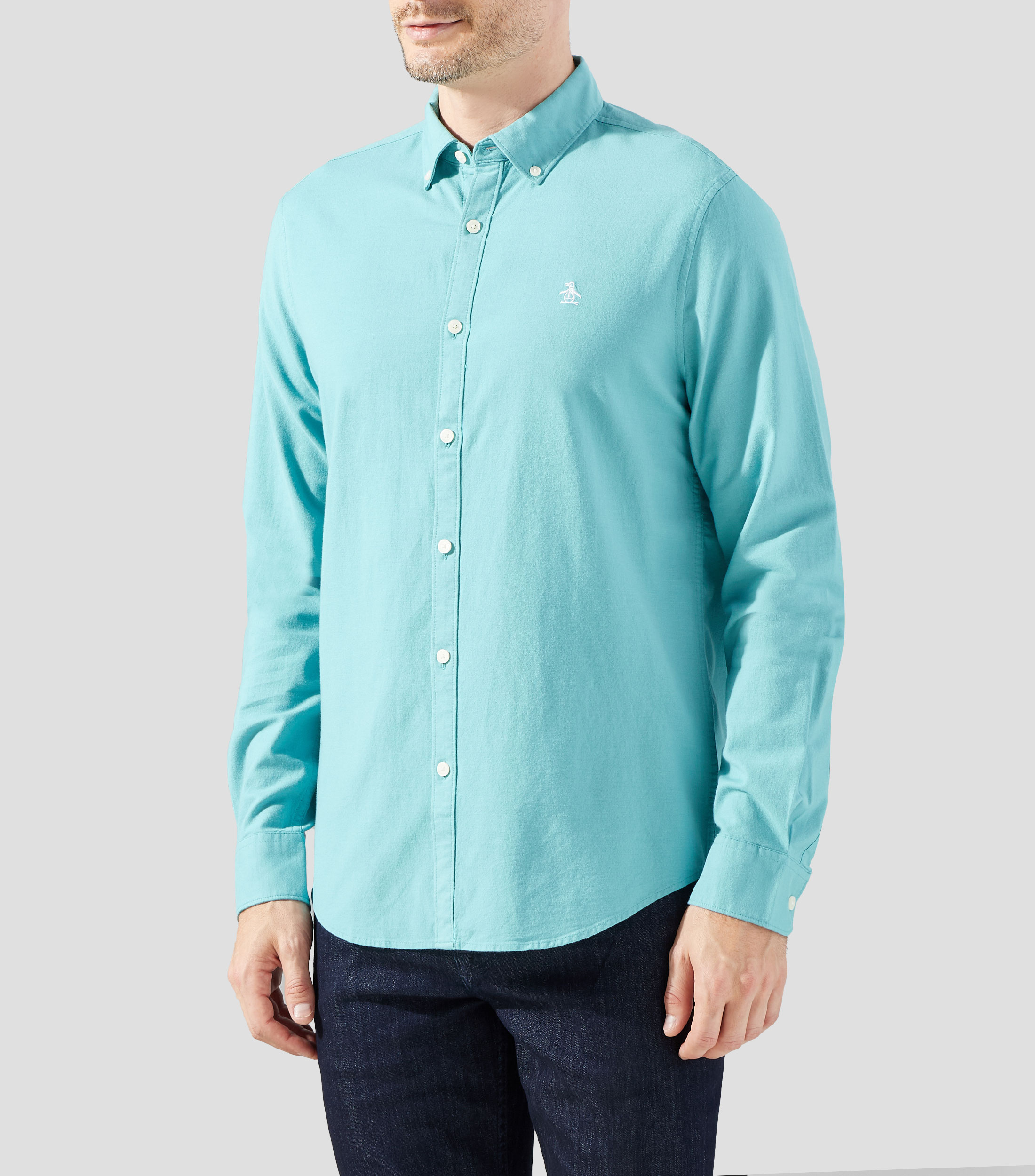 Camisa lisa manga larga Hombre